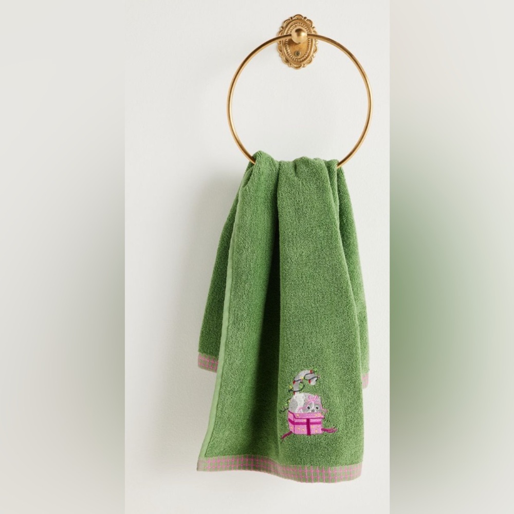 Anthropologie Embroidered Hand Towel